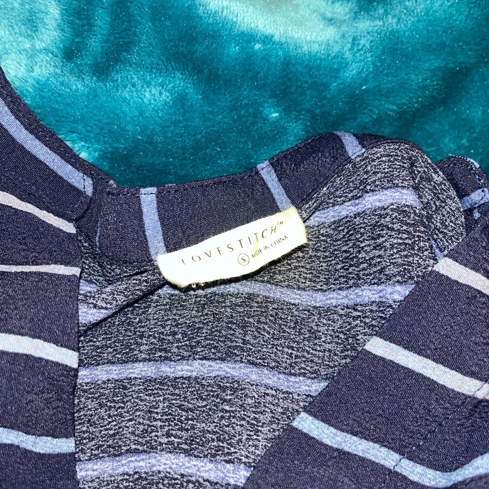 Lovestitch Blue Striped Knit Top